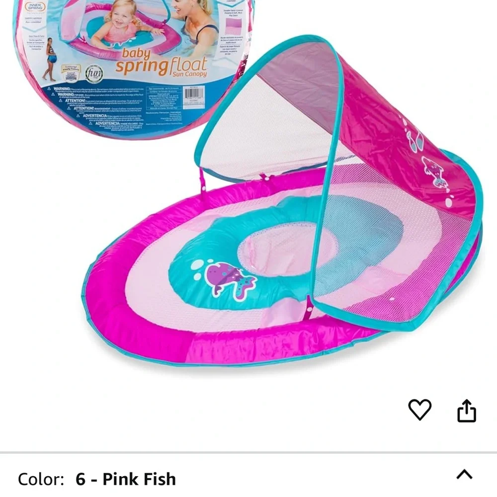 Swimways Baby Spring Float Sun Canopy swim step 1 Brand New  pink 9-24‎ months